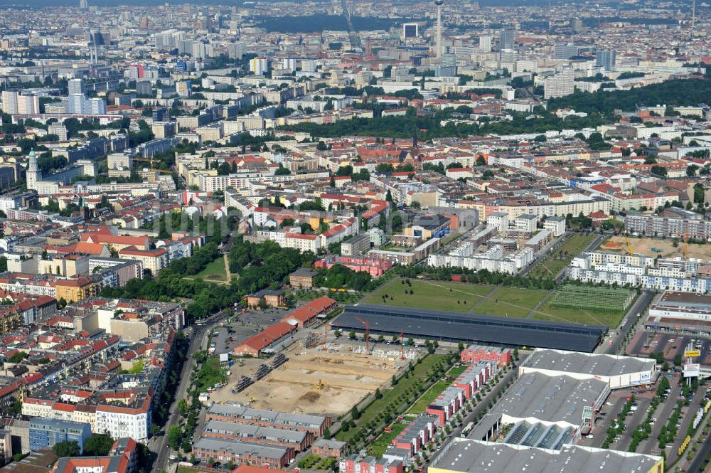 Luftaufnahme Berlin Friedrichshain - Entwicklungsgebiet Alter Schlachthof / Eldenaer Straße Berlin-Prenzlauer Berg