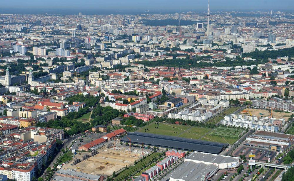 Berlin Friedrichshain aus der Vogelperspektive: Entwicklungsgebiet Alter Schlachthof / Eldenaer Straße Berlin-Prenzlauer Berg