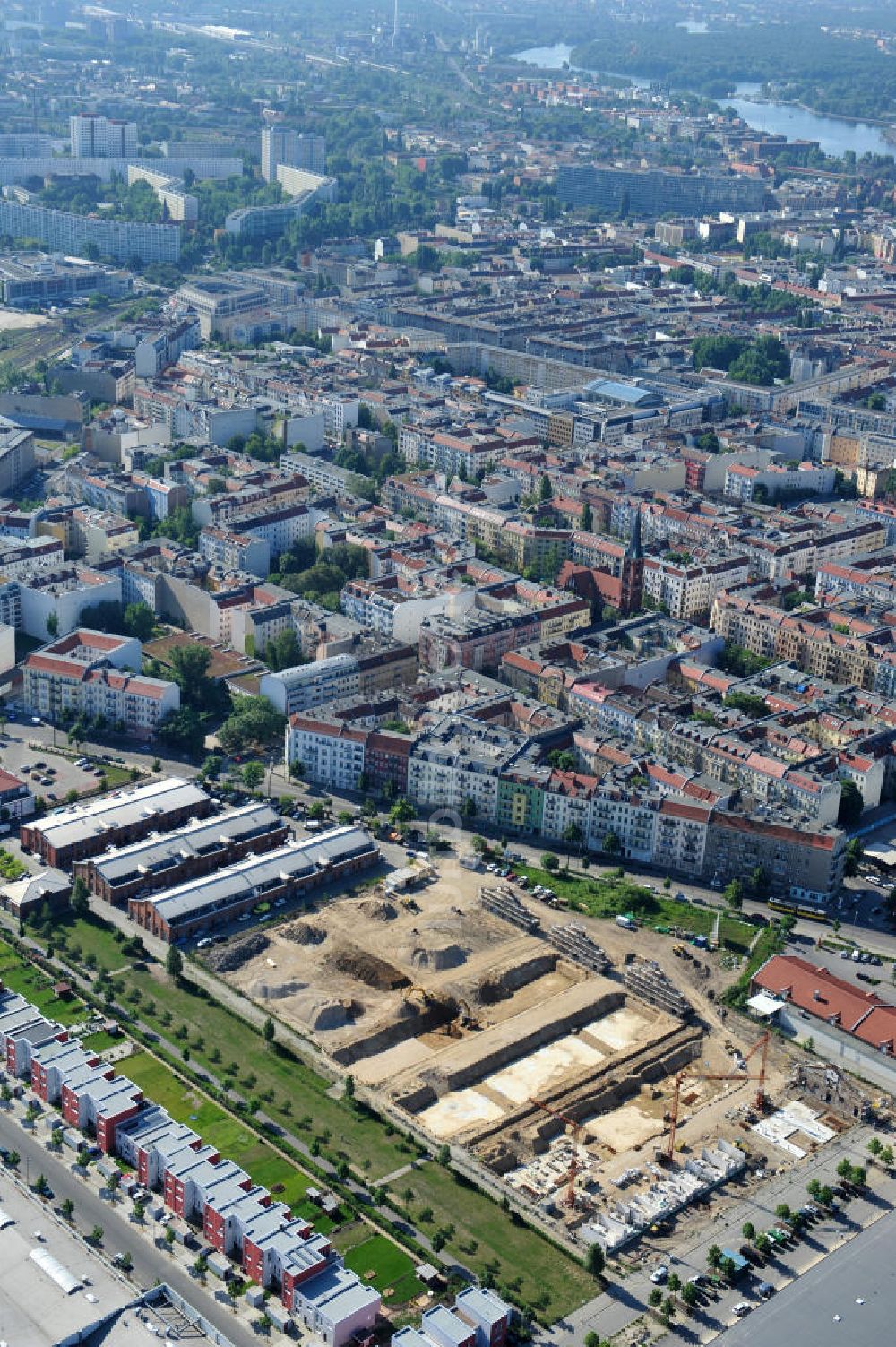 Luftaufnahme Berlin Friedrichshain - Entwicklungsgebiet Alter Schlachthof / Eldenaer Straße Berlin-Prenzlauer Berg