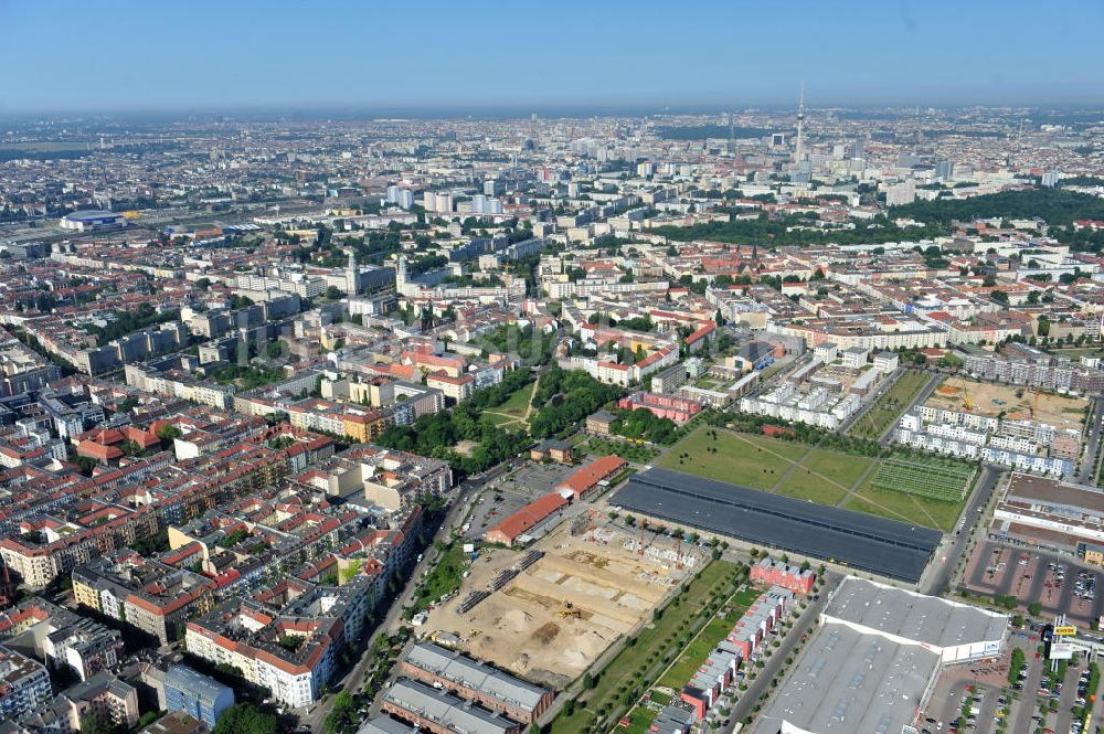 Luftbild Berlin Friedrichshain - Entwicklungsgebiet Alter Schlachthof / Eldenaer Straße Berlin-Prenzlauer Berg