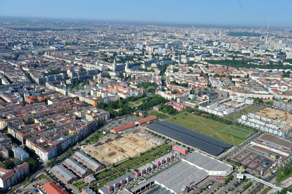 Berlin Friedrichshain aus der Vogelperspektive: Entwicklungsgebiet Alter Schlachthof / Eldenaer Straße Berlin-Prenzlauer Berg