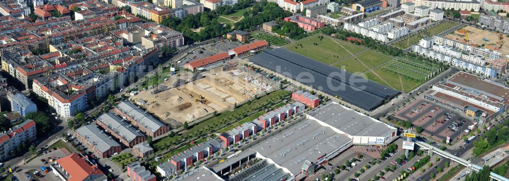 Luftbild Berlin Friedrichshain - Entwicklungsgebiet Alter Schlachthof / Eldenaer Straße Berlin-Prenzlauer Berg