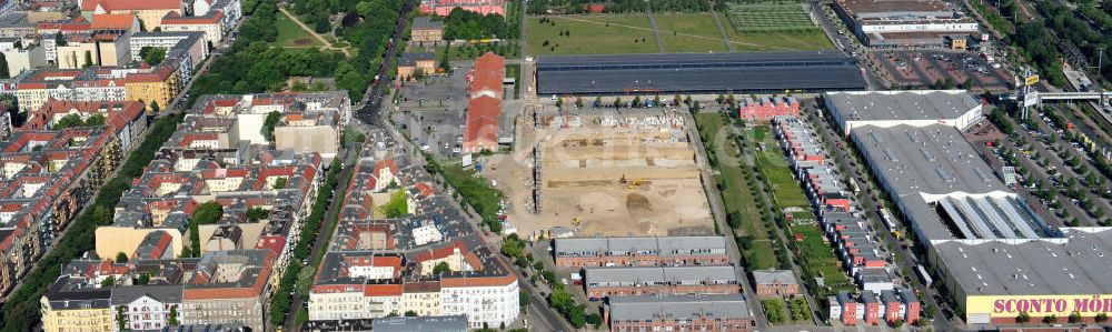 Luftbild Berlin Friedrichshain - Entwicklungsgebiet Alter Schlachthof / Eldenaer Straße Berlin-Prenzlauer Berg