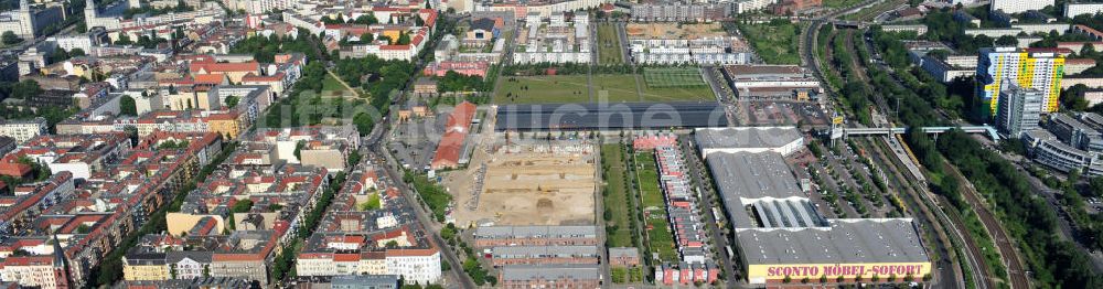 Berlin Friedrichshain aus der Vogelperspektive: Entwicklungsgebiet Alter Schlachthof / Eldenaer Straße Berlin-Prenzlauer Berg