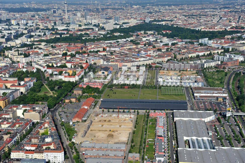 Berlin Friedrichshain aus der Vogelperspektive: Entwicklungsgebiet Alter Schlachthof / Eldenaer Straße Berlin-Prenzlauer Berg