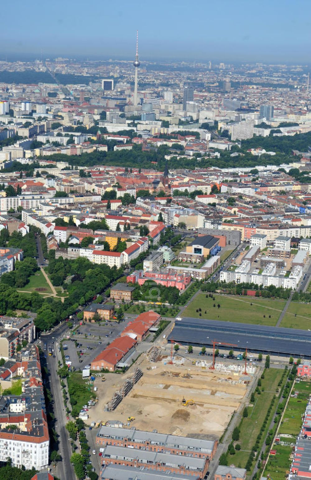 Luftbild Berlin Friedrichshain - Entwicklungsgebiet Alter Schlachthof / Eldenaer Straße Berlin-Prenzlauer Berg