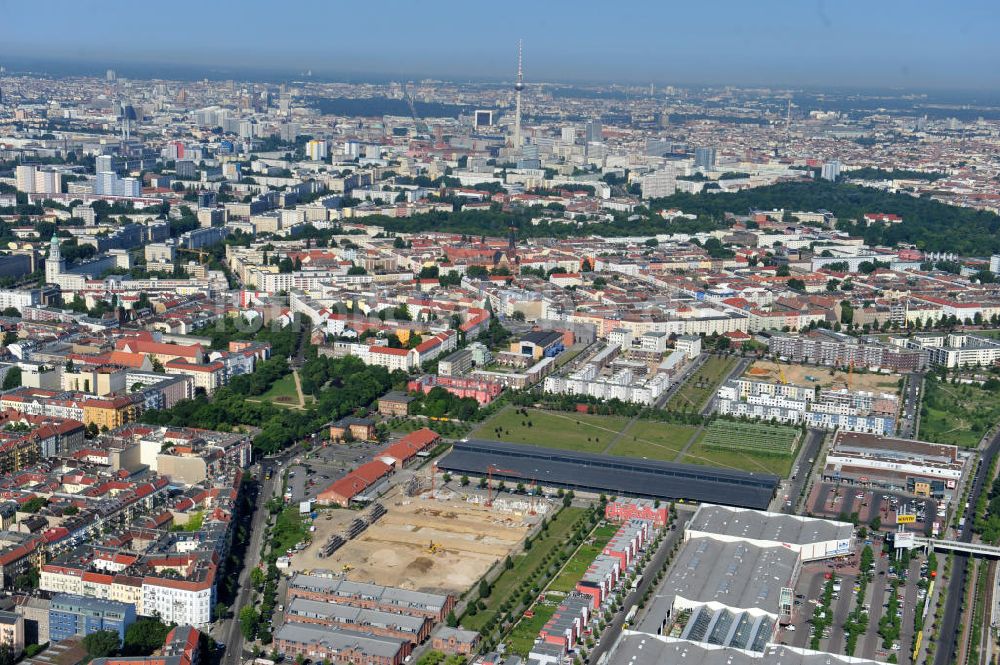 Luftaufnahme Berlin Friedrichshain - Entwicklungsgebiet Alter Schlachthof / Eldenaer Straße Berlin-Prenzlauer Berg