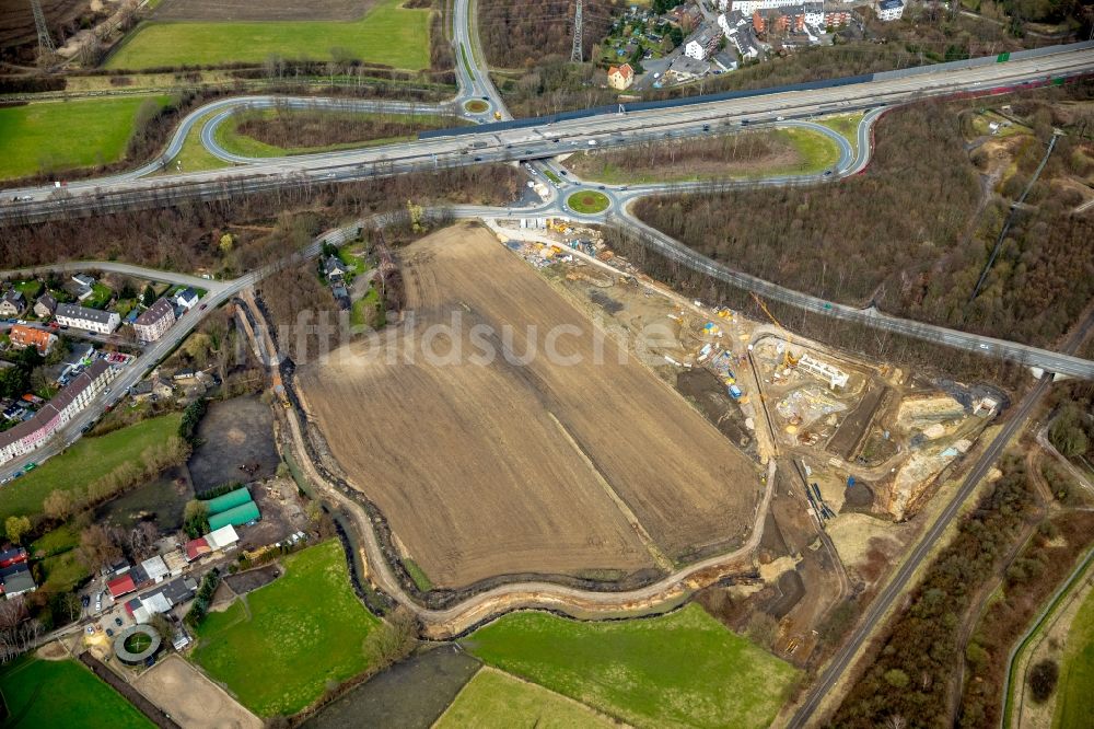 Luftaufnahme Gelsenkirchen - Entwicklungsgebiet und Bauland- Brache an der Altenessener Straße - Lehrhovebruch in Gelsenkirchen im Bundesland Nordrhein-Westfalen, Deutschland