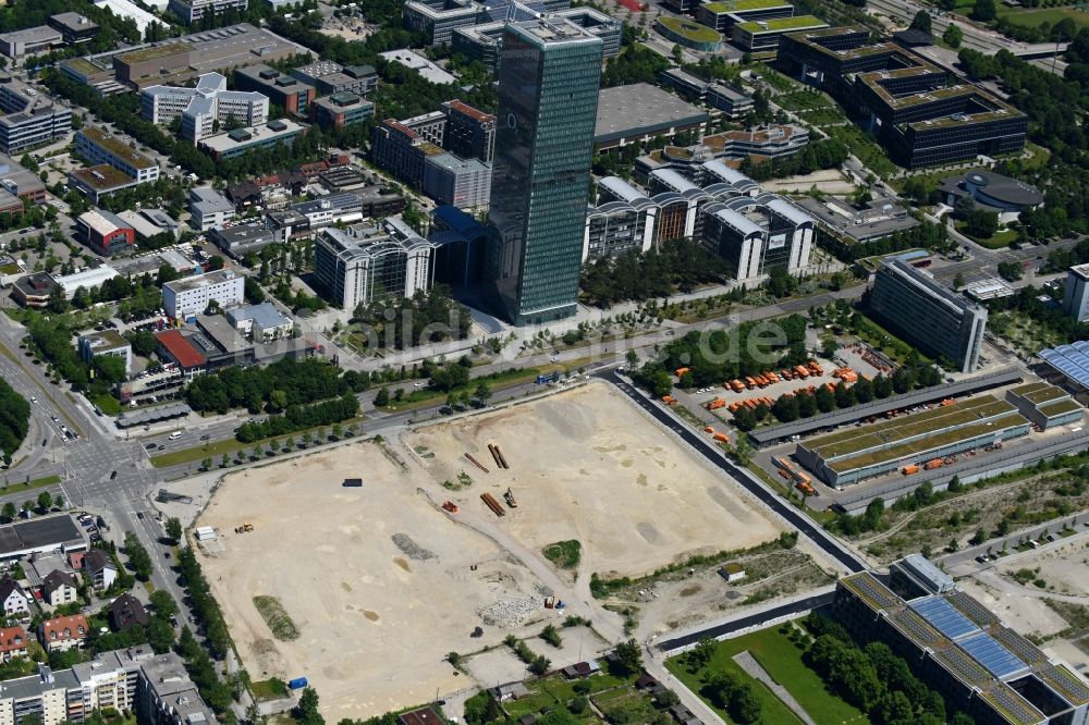 Luftbild München - Entwicklungsgebiet und Bauland- Brache am Georg-Brauchle-Ring - Emmy-Noether-Straße im Ortsteil Moosach in München im Bundesland Bayern, Deutschland