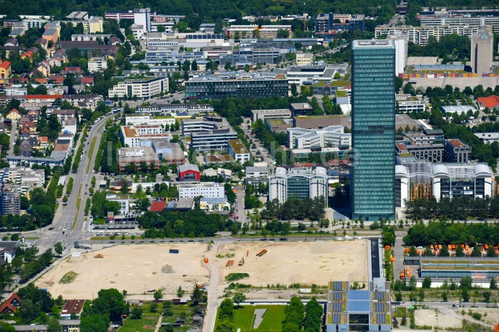 Luftbild München - Entwicklungsgebiet und Bauland- Brache am Georg-Brauchle-Ring - Emmy-Noether-Straße im Ortsteil Moosach in München im Bundesland Bayern, Deutschland