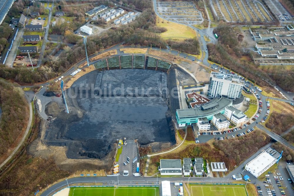 Luftaufnahme Gelsenkirchen - Entwicklungsgebiet und Bauland- Brache Stadionring - Parkallee im Ortsteil Gelsenkirchen-Ost in Gelsenkirchen im Bundesland Nordrhein-Westfalen