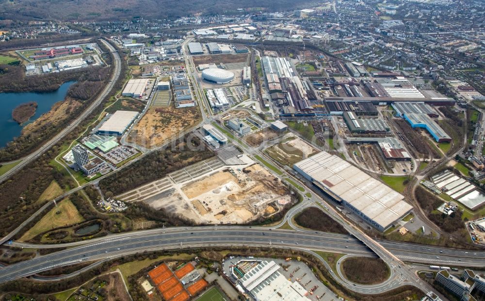 Luftaufnahme Düsseldorf - Entwicklungsgebiet und Bauland- Brache an der Theodorstraße - Am Hülserhof in Düsseldorf im Bundesland Nordrhein-Westfalen, Deutschland