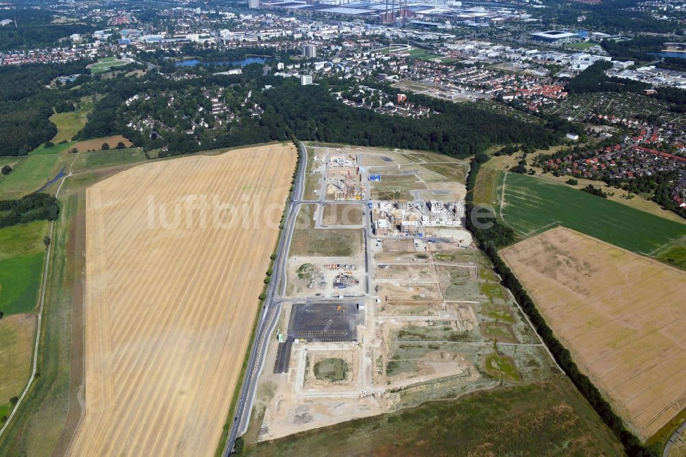 Luftaufnahme Wolfsburg - Entwicklungsgebiet und Bauland entlang der L322 in Wolfsburg im Bundesland Niedersachsen, Deutschland