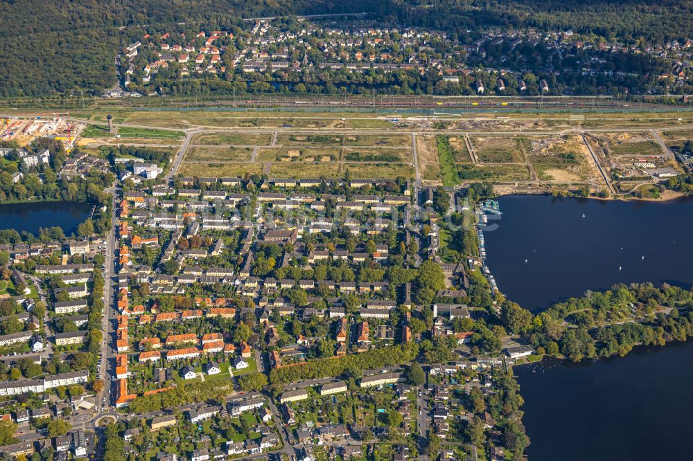 Duisburg aus der Vogelperspektive: Entwicklungsgebiet und Bauland für den Neubau des Quartier am Wasserturm in Duisburg im Bundesland Nordrhein-Westfalen, Deutschland