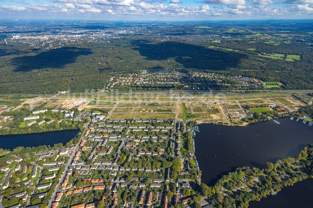 Duisburg von oben - Entwicklungsgebiet und Bauland für den Neubau des Quartier am Wasserturm in Duisburg im Bundesland Nordrhein-Westfalen, Deutschland