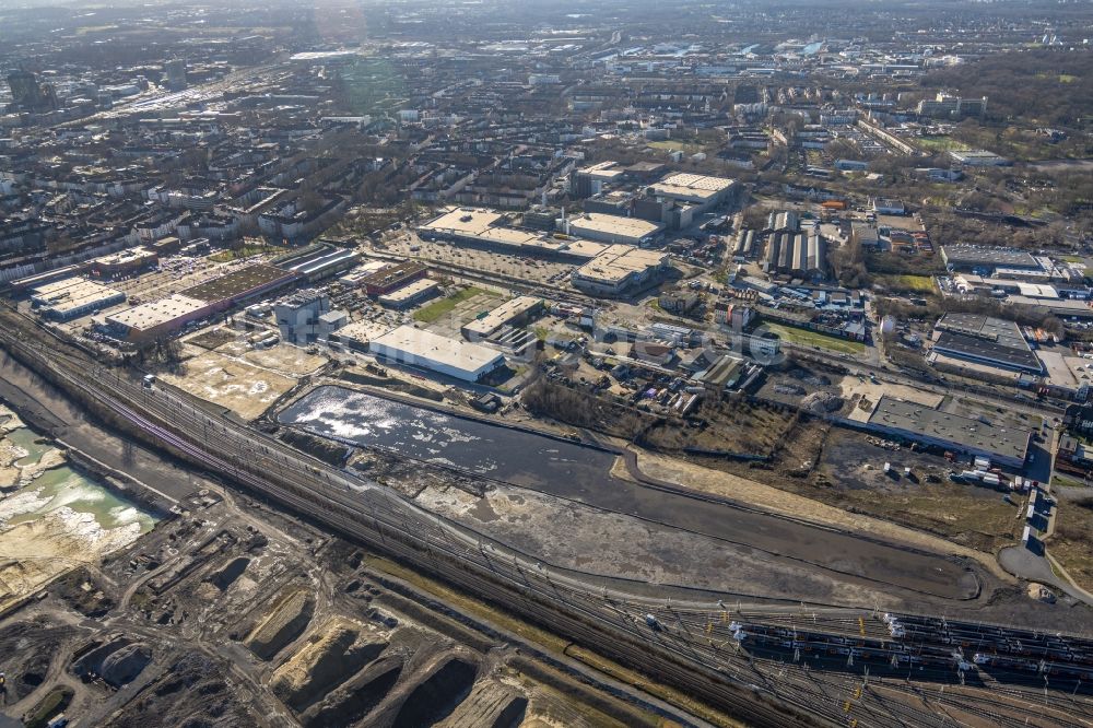 Dortmund von oben - Entwicklungsgebiet der Dortmund Logistik GmbH mit Bahn- Betriebswerk an der ehemaligen Westfalenhütte in Dortmund im Bundesland Nordrhein-Westfalen