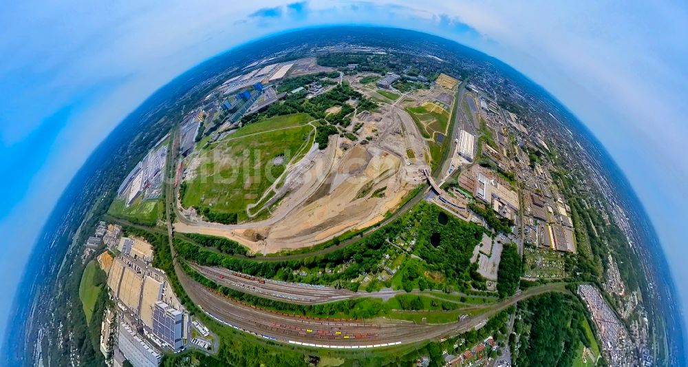 Luftaufnahme Dortmund - Entwicklungsgebiet der Dortmund Logistik GmbH mit Bahn- Betriebswerk an der ehemaligen Westfalenhütte in Dortmund im Bundesland Nordrhein-Westfalen