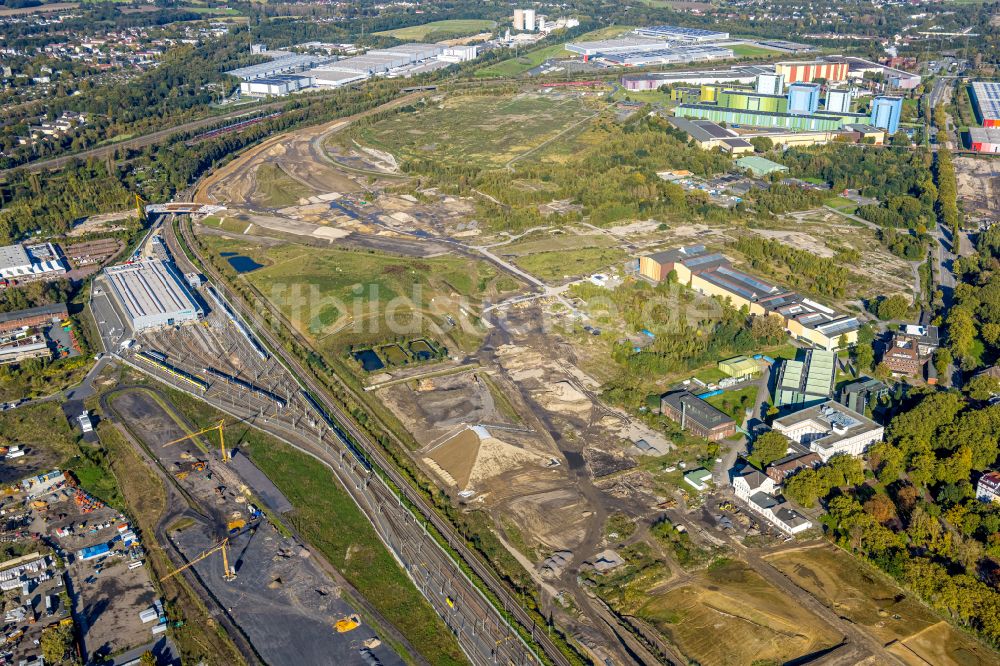 Luftaufnahme Dortmund - Entwicklungsgebiet der Dortmund Logistik GmbH mit Bahn- Betriebswerk an der ehemaligen Westfalenhütte in Dortmund im Bundesland Nordrhein-Westfalen