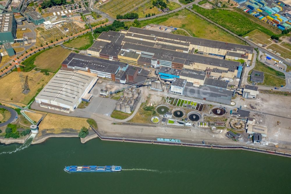 Luftbild Duisburg - Entwicklungsgebiet des ehemaligen Industrie- und Gewerbegebiet der Papierfabrik am Erweiterungs- Standort der Duisburger Hafen AG Logport VI 6 am Ufer des Rhein in Duisburg im Bundesland Nordrhein-Westfalen, Deutschland