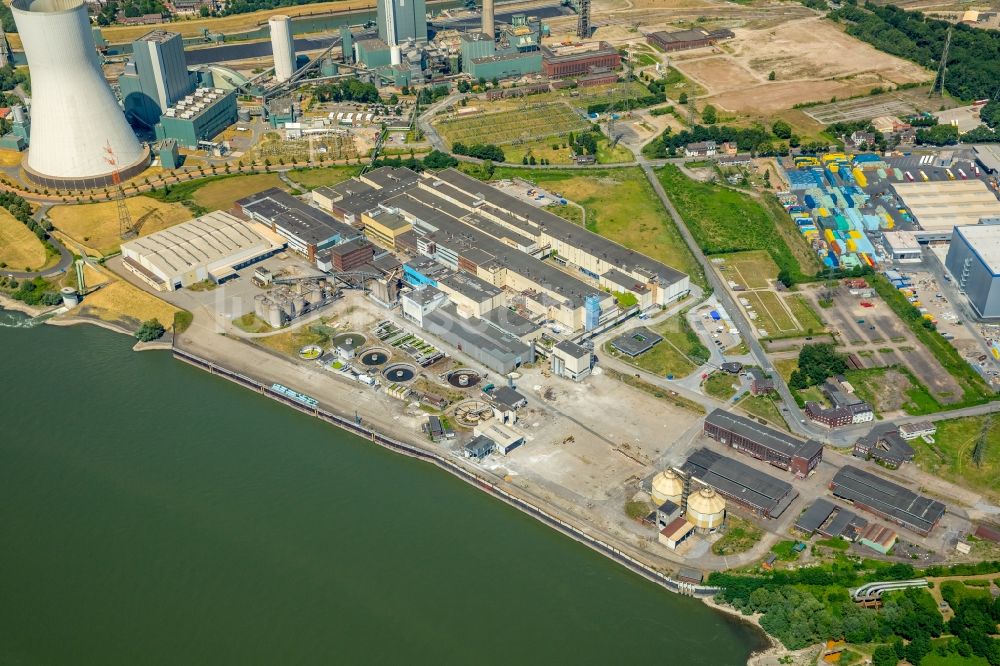 Luftbild Duisburg - Entwicklungsgebiet des ehemaligen Industrie- und Gewerbegebiet der Papierfabrik am Erweiterungs- Standort der Duisburger Hafen AG Logport VI 6 am Ufer des Rhein in Duisburg im Bundesland Nordrhein-Westfalen, Deutschland