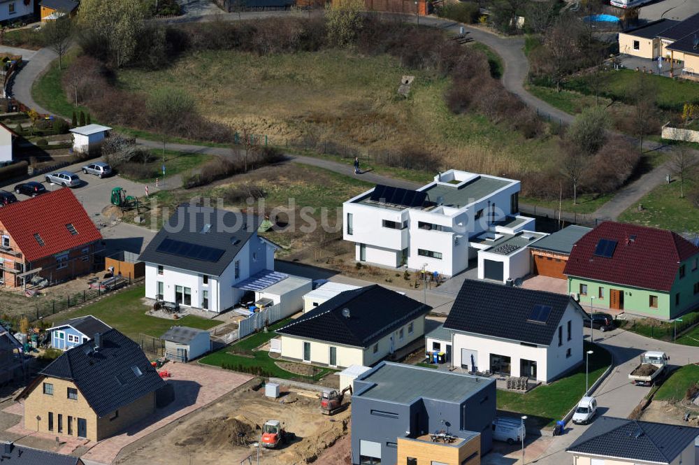 Luftaufnahme Magdeburg - Entwicklungsgebiet Einfamilien- Wohnneubaugebiet Am Birnengarten in Magdeburg-Ottersleben