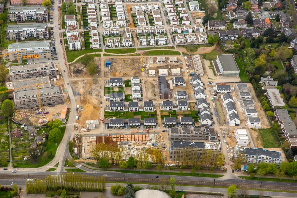 Luftbild Düsseldorf - Entwicklungsgebiet Gartenstadt Reitzenstein mit Baustellen auf dem Gelände der ehemaligen Kaserne Reitzenstein in Düsseldorf im Bundesland Nordrhein-Westfalen