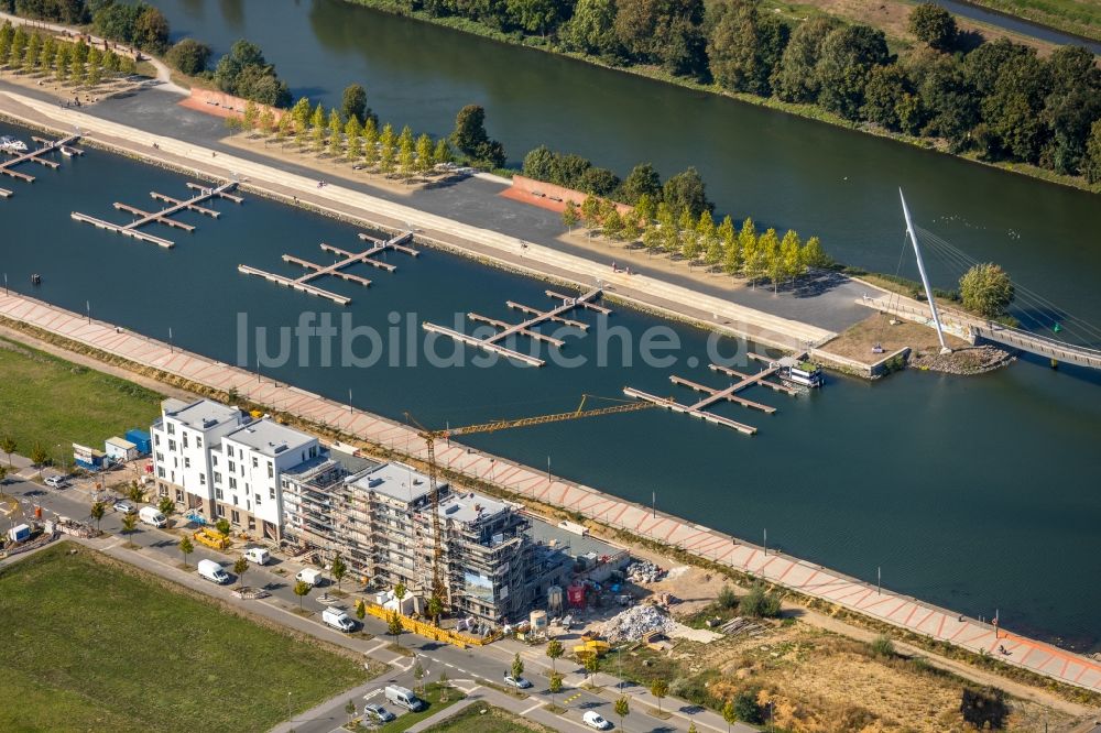 Luftbild Gelsenkirchen - Entwicklungsgebiet Gelände der ehemaligen Zeche Graf Bismark / Umbau zum Neubau- Wohngebiet mit Stadtquartieren am Rhein-Herne-Kanal in Gelsenkirchen im Bundesland Nordrhein-Westfalen NRW