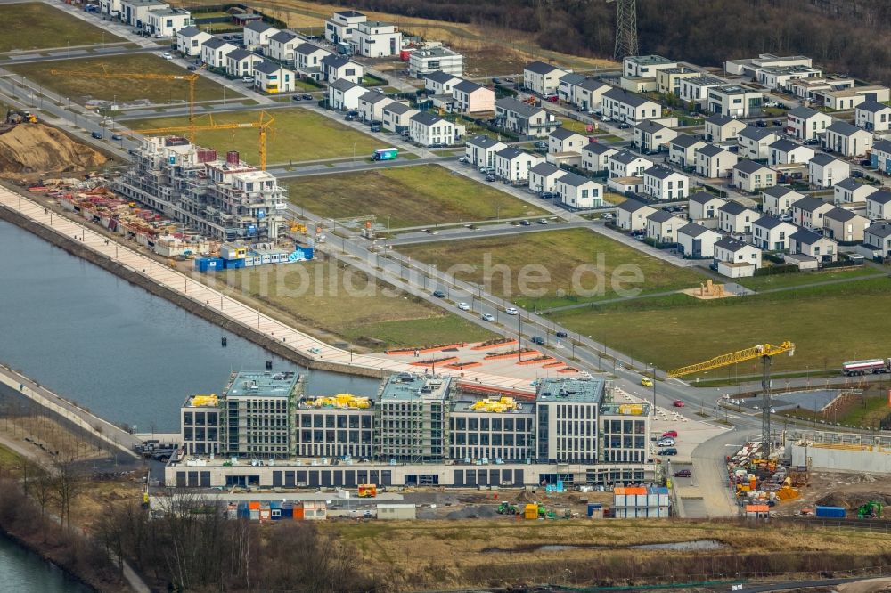 Gelsenkirchen von oben - Entwicklungsgebiet im Graf Bismarck Hafenviertel in Gelsenkirchen im Bundesland Nordrhein-Westfalen