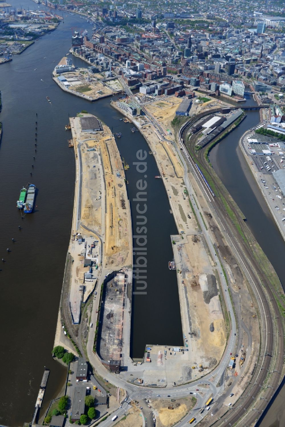 Luftbild Hamburg - Entwicklungsgebiet der Industriebrache Baakenhafen im Ortsteil HafenCity in Hamburg, Deutschland