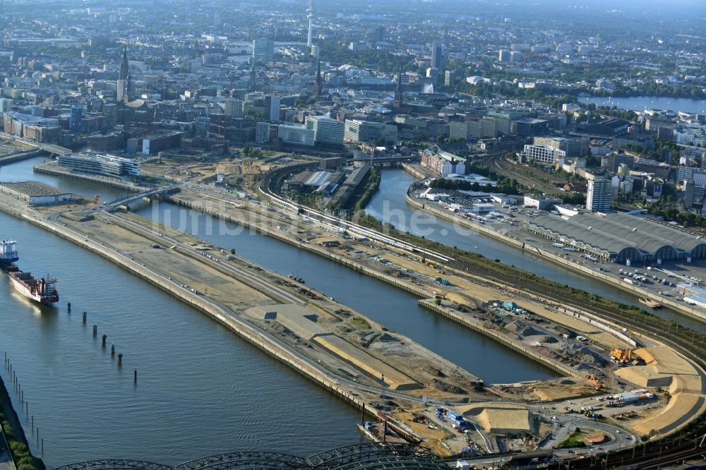 Luftbild Hamburg - Entwicklungsgebiet der Industriebrache Baakenhafen im Ortsteil HafenCity in Hamburg, Deutschland