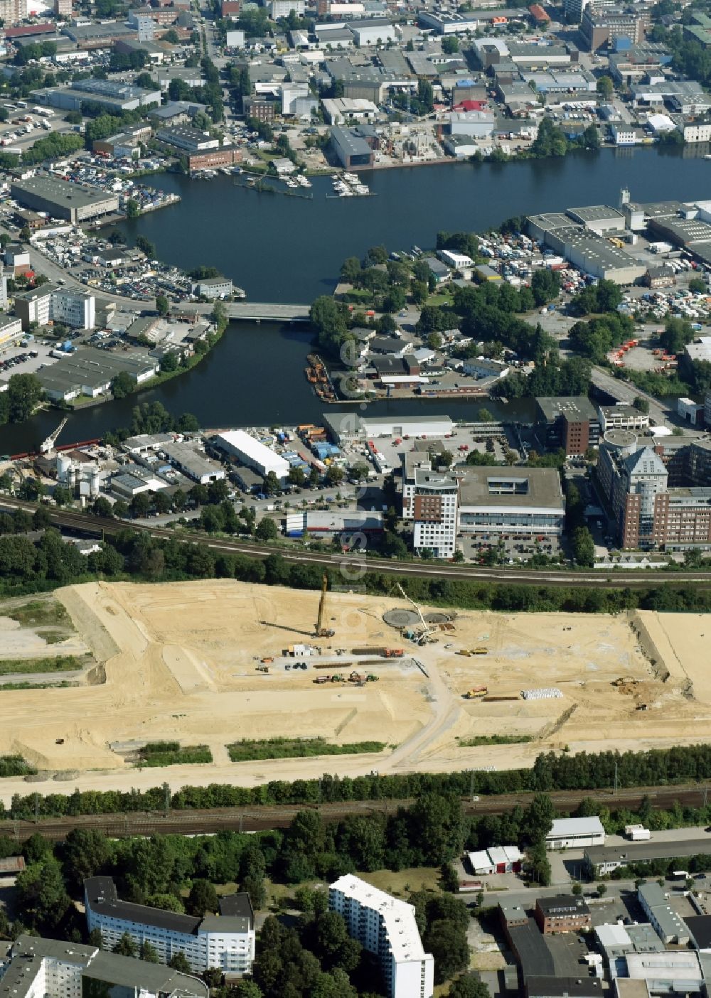 Luftbild Hamburg - Entwicklungsgebiet der Industriebrache an der Billstraße im Stadtteil Rothenburgsort in Hamburg