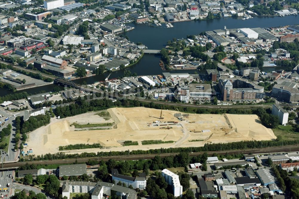 Luftaufnahme Hamburg - Entwicklungsgebiet der Industriebrache an der Billstraße im Stadtteil Rothenburgsort in Hamburg