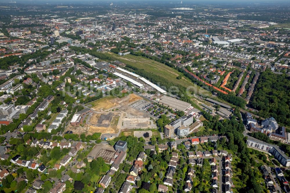 Dortmund aus der Vogelperspektive: Entwicklungsgebiet der Industriebrache Deggingstraße am Sitz der DSW21 Dortmunder Stadtwerke AG im Ortsteil Innenstadt-Ost in Dortmund im Bundesland Nordrhein-Westfalen