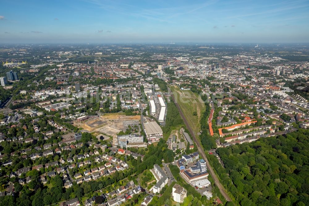 Luftaufnahme Dortmund - Entwicklungsgebiet der Industriebrache Deggingstraße am Sitz der DSW21 Dortmunder Stadtwerke AG im Ortsteil Innenstadt-Ost in Dortmund im Bundesland Nordrhein-Westfalen