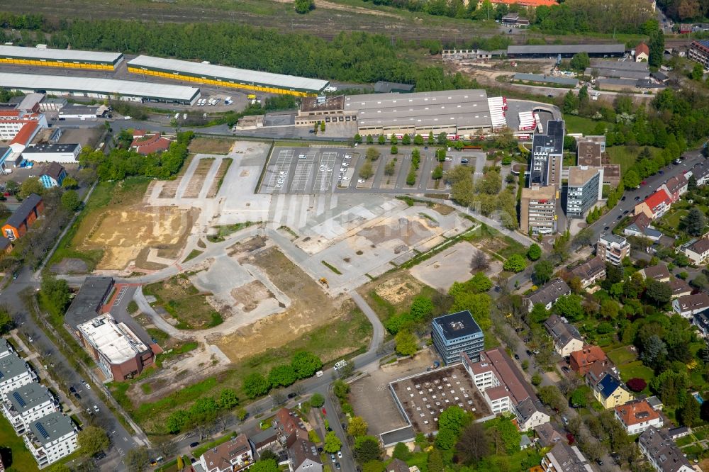 Dortmund von oben - Entwicklungsgebiet der Industriebrache Deggingstraße am Sitz der DSW21 Dortmunder Stadtwerke AG im Ortsteil Innenstadt-Ost in Dortmund im Bundesland Nordrhein-Westfalen