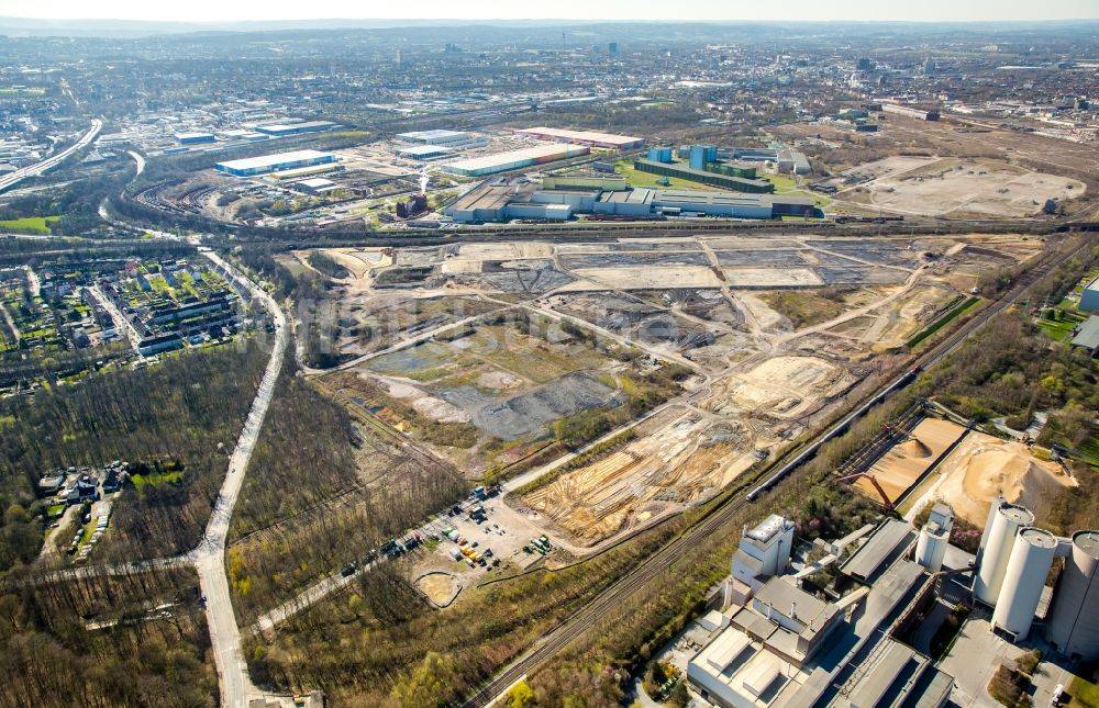 Dortmund von oben - Entwicklungsgebiet der Industriebrache der Dortmund Logistik GmbH auf dem Gelände der ehemaligen Westfalenhütte in Dortmund im Bundesland Nordrhein-Westfalen