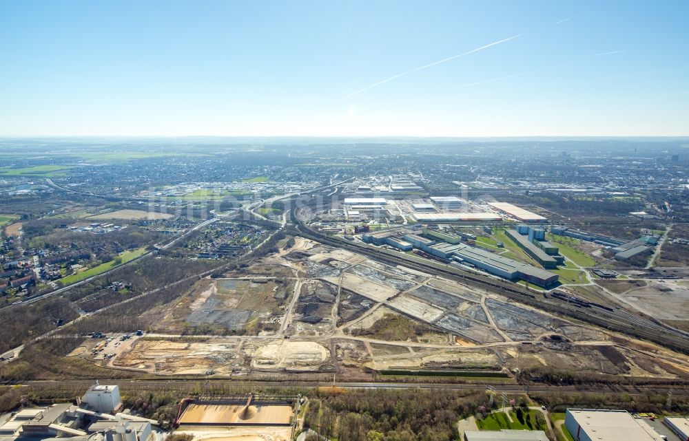 Dortmund aus der Vogelperspektive: Entwicklungsgebiet der Industriebrache der Dortmund Logistik GmbH auf dem Gelände der ehemaligen Westfalenhütte in Dortmund im Bundesland Nordrhein-Westfalen