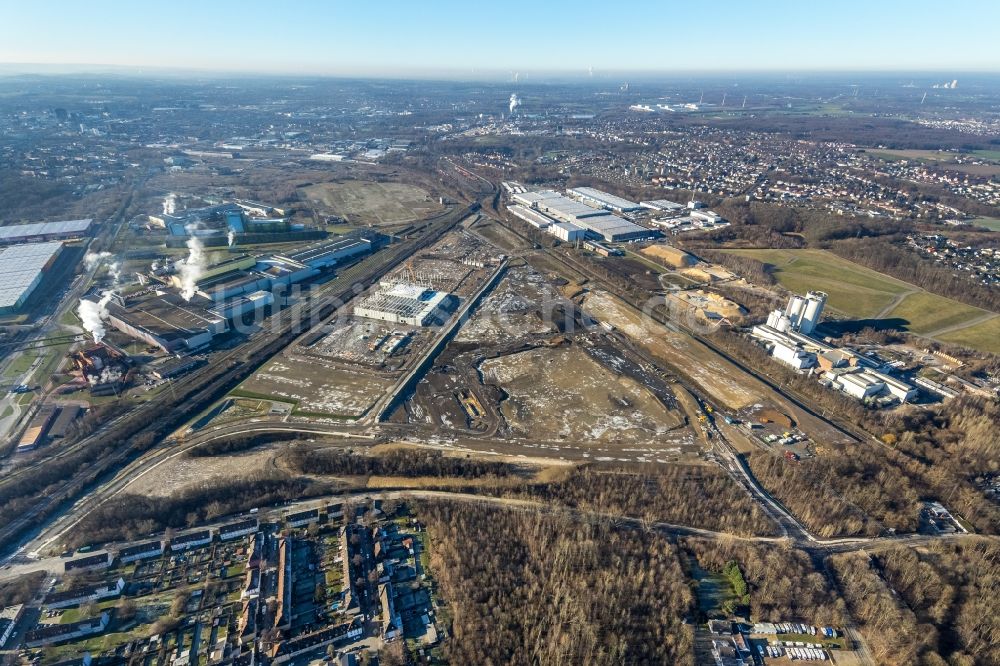 Luftaufnahme Dortmund - Entwicklungsgebiet der Industriebrache der Dortmund Logistik GmbH auf dem Gelände der ehemaligen Westfalenhütte in Dortmund im Bundesland Nordrhein-Westfalen