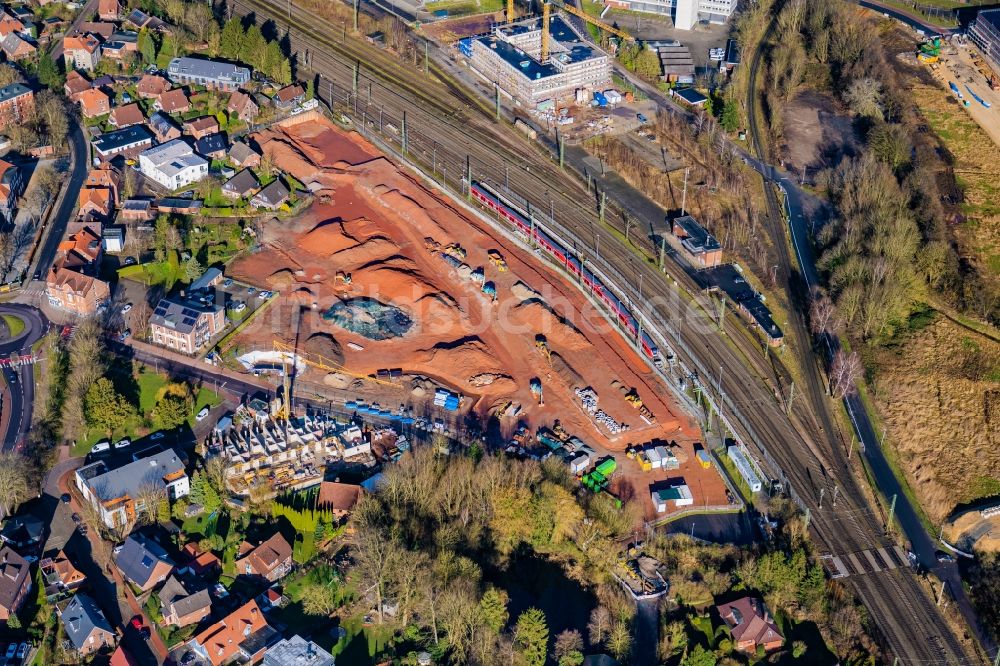 Luftbild Stade - Entwicklungsgebiet der Industriebrache des ehemaligen Mineralölwerkes in Stade im Bundesland Niedersachsen, Deutschland