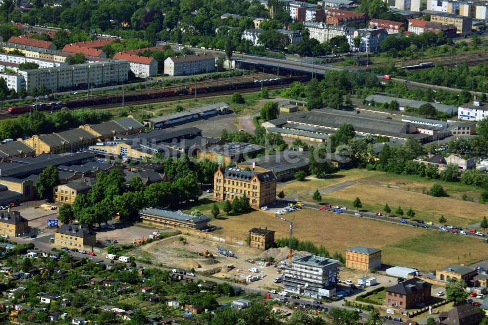 Luftaufnahme Magdeburg - Entwicklungsgebiet der Industriebrache des ehemaligen Schlachthof- Geländes in Magdeburg im Bundesland Sachsen-Anhalt