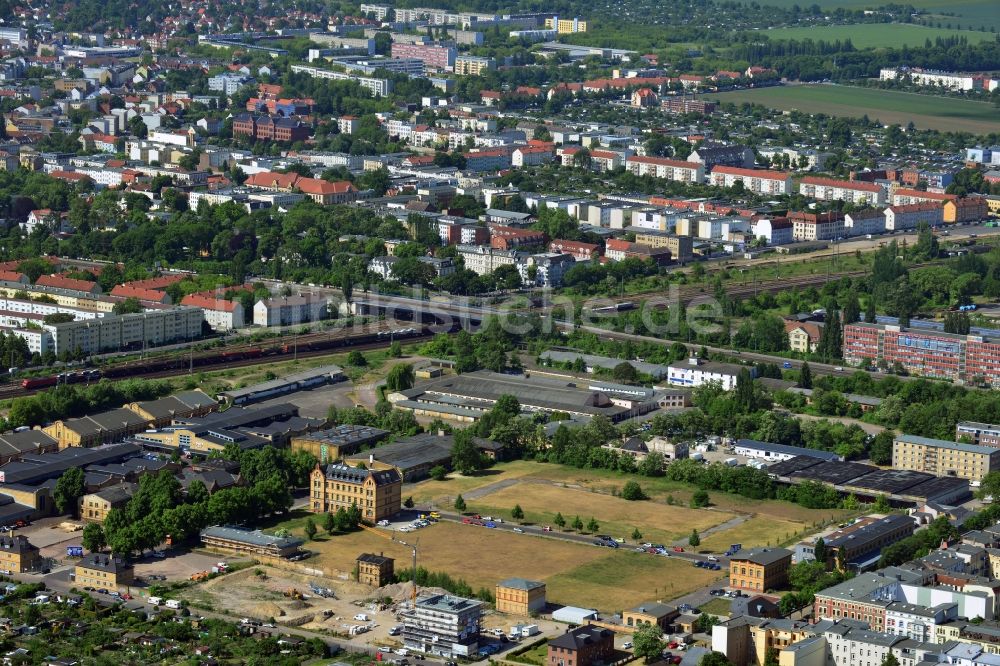 Magdeburg von oben - Entwicklungsgebiet der Industriebrache des ehemaligen Schlachthof- Geländes in Magdeburg im Bundesland Sachsen-Anhalt