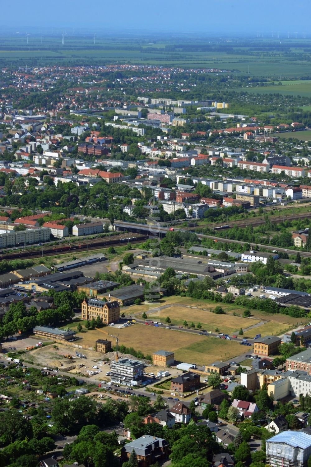 Luftbild Magdeburg - Entwicklungsgebiet der Industriebrache des ehemaligen Schlachthof- Geländes in Magdeburg im Bundesland Sachsen-Anhalt