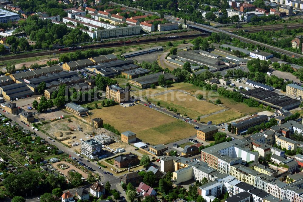 Magdeburg von oben - Entwicklungsgebiet der Industriebrache des ehemaligen Schlachthof- Geländes in Magdeburg im Bundesland Sachsen-Anhalt