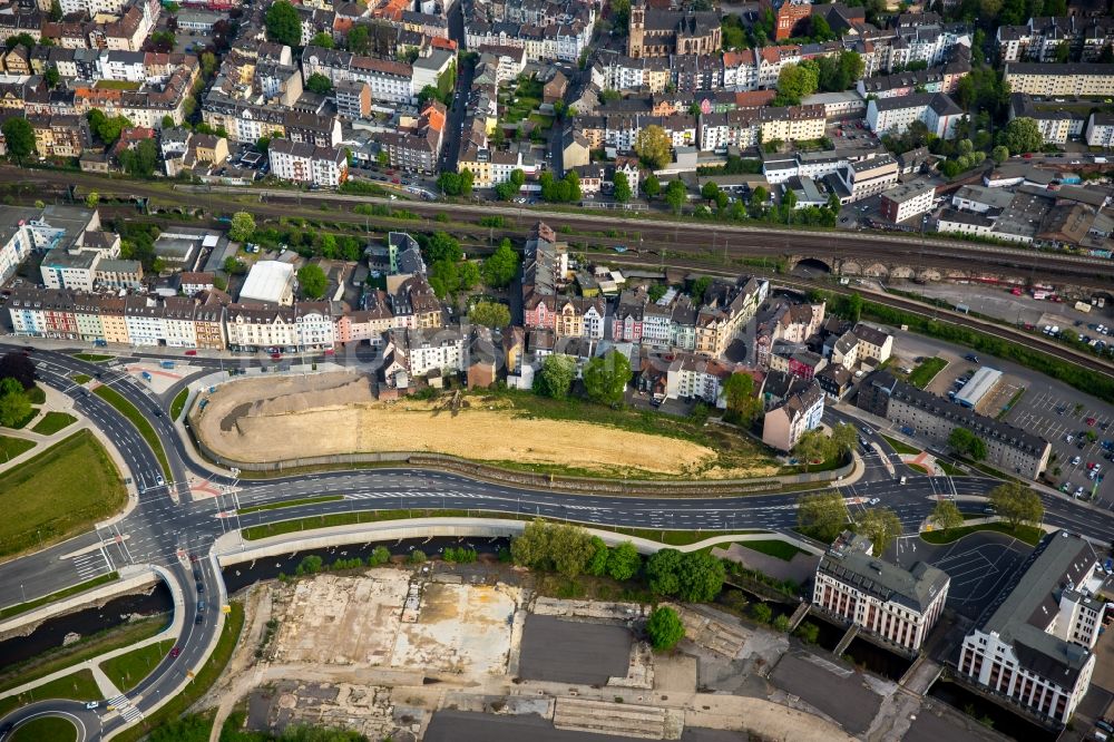 Hagen aus der Vogelperspektive: Entwicklungsgebiet der Industriebrache ehemaliges Akku-Gelände an der Wehringhauser Straße in Hagen im Bundesland Nordrhein-Westfalen