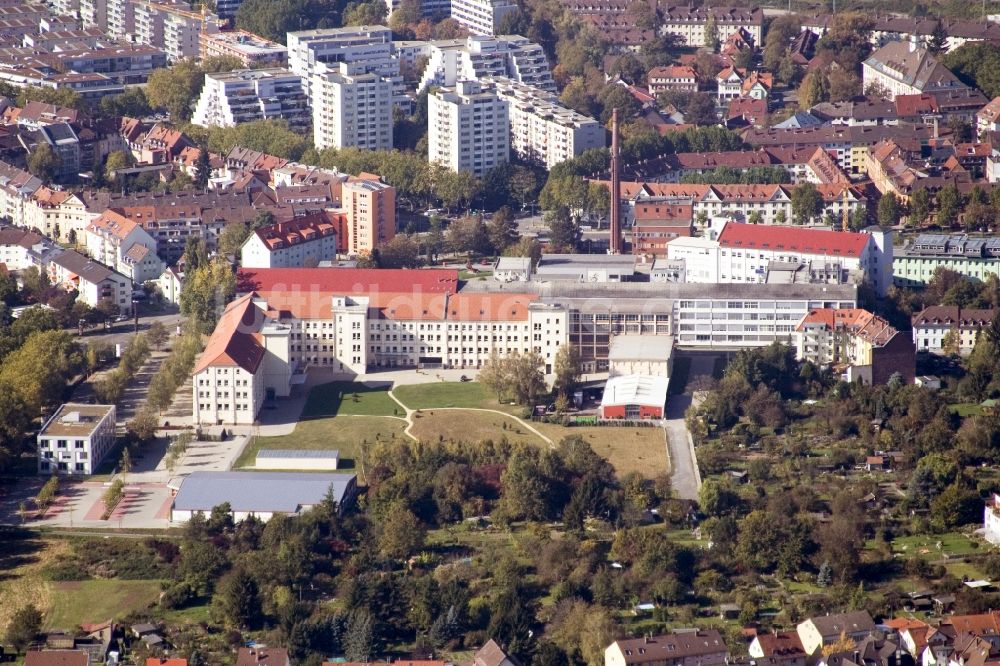 Luftbild Karlsruhe - Entwicklungsgebiet der Industriebrache ehemaliges Pfaff-Gelände jetzt Raumfabrik im Ortsteil Durlach in Karlsruhe im Bundesland Baden-Württemberg