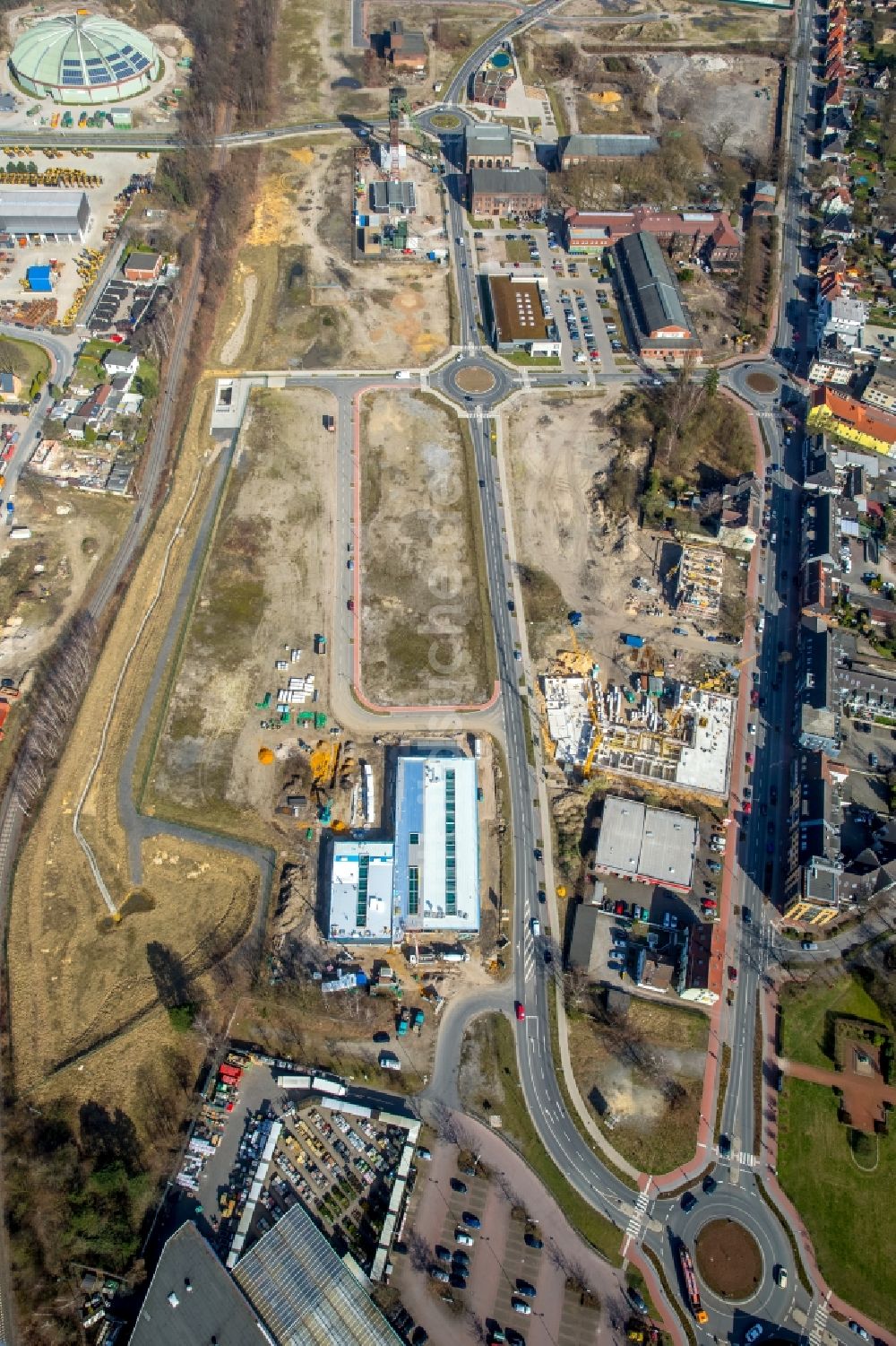 Dorsten von oben - Entwicklungsgebiet der Industriebrache Fürst-Leopold-Allee im Ortsteil Hervest in Dorsten im Bundesland Nordrhein-Westfalen