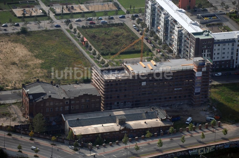 Berlin von oben - Entwicklungsgebiet der Industriebrache Gelände des Alten Schlachthof an der Eldenaer Straße - Thaerstraße im Ortsteil Friedrichshain in Berlin, Deutschland