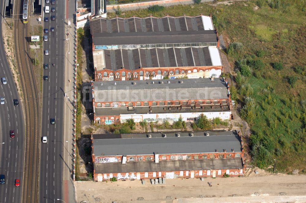 Luftbild Berlin - Entwicklungsgebiet der Industriebrache Gelände des Alten Schlachthof an der Eldenaer Straße - Thaerstraße im Ortsteil Friedrichshain in Berlin, Deutschland