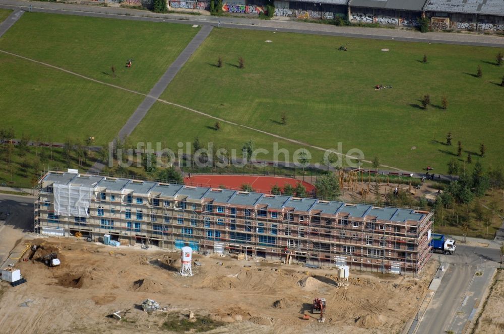 Luftaufnahme Berlin - Entwicklungsgebiet der Industriebrache Gelände des Alten Schlachthof an der Eldenaer Straße - Thaerstraße im Ortsteil Friedrichshain in Berlin, Deutschland