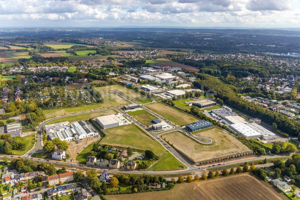 Bochum von oben - Entwicklungsgebiet der Industriebrache Hiltrop am Castroper Hellweg in Bochum im Bundesland Nordrhein-Westfalen